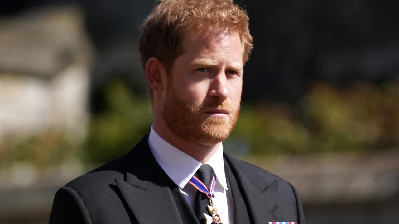 Harry attended his grandfather’s funeral solo – and was separated from his brother during the service. Picture: Getty Images