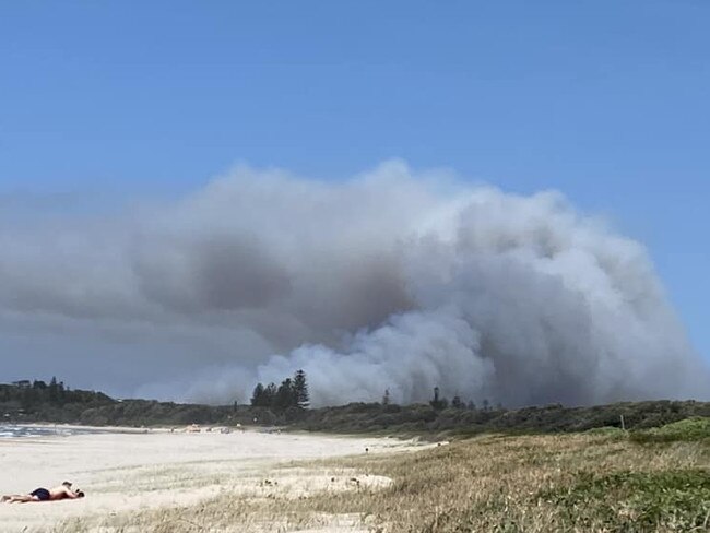 A bushfire is currently burning in Bundjalung National Park south of Evans Head with a multi-agency effort underway to contain and extinguish the blaze. Picture: Margaret Underhill