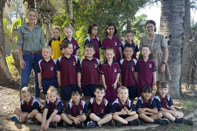 Moranbah East State School 2022 Prep class (L-R) back row: Chelsea Baker, Charlee Bean, Zikra Danish, Anaya Fatima, Reid Jeffery; middle row: Ivy Karlish, Emmett Kretschmer, James Malcolm, Skylah Mitchell, Alexander Muirhead, Laylah Murphy; front row: Macy Newton, Levi Pimm, Saniel Rabaya, Oliver Ryan, Joseph Seng, Shanaya Singh, Lily White. Teacher: Maddison Thorpe.Teacher Aide: Michelle Jameljanenko. Picture: Contributed MKY2022PREP