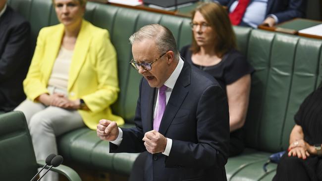 Prime Minister Anthony Albanese spoke to the Constitution Amendment Bill before the parliament on Thursday. Picture: NCA NewsWire / Martin Ollman