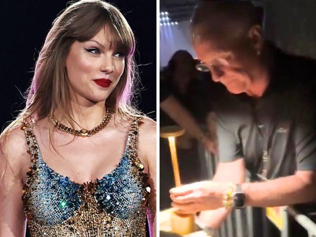 Taylor Swift's dad Scott was filmed handing out sandwiches and fruits to fans at the Sydney concert.