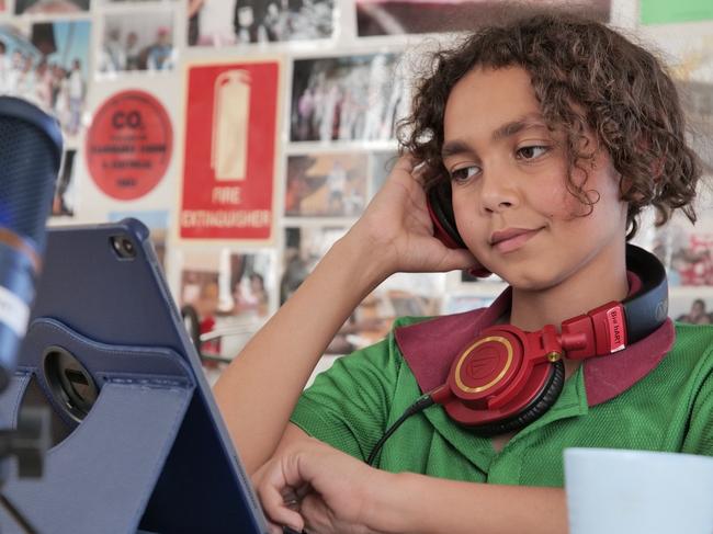 Jakeile Coffin, Beat making workshop in the Digital Lab Roebourne, 2021. Picture: Claire Leach