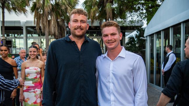 Jackson Calder and Seth Harris at the 2023-24 NTFL Nichols awards night. Picture: Pema Tamang Pakhrin