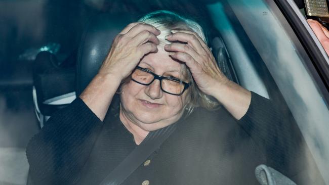 Rosemary Maione leaves the Adelaide Women’s Prison with her son after being released on bail. Picture: Brenton Edwards