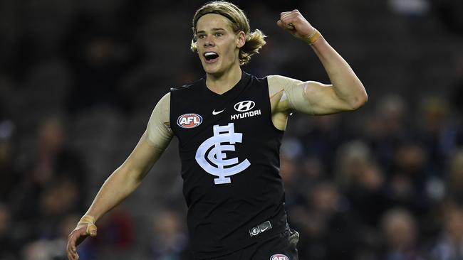 Could Tom De Koning be the man to take the Blues’ ruck baton from Matthew Kreuzer? Picture: AAP