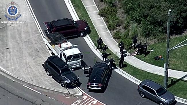 Many police officers successfully corner the man in the truck. Picture: NSW Police