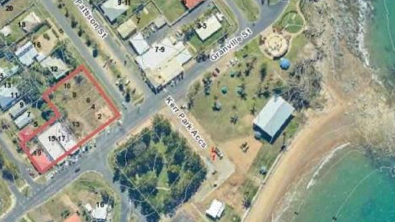 The site for a proposed six-storey unit complex at Emu Park is outlined in red. Source: Livingstone Shire Council documents.