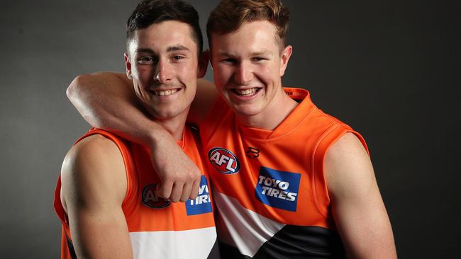 The Giants’ two top-10 picks Lachlan Ash (left) and Tom Green. Picture: Michael Klein