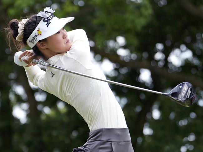 GRAND RAPIDS, MICHIGAN - JUNE 16: Grace Kim of Australia plays her shot from the 10th tee during the final round of the Meijer LPGA Classic for Simply Give at Blythefield Country Club on June 16, 2024 in Grand Rapids, Michigan. (Photo by Raj Mehta/Getty Images)