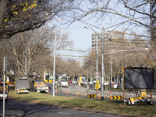 Thirteen trees along St Kilda Rd were removed earlier this month. Picture: Sarah Matray