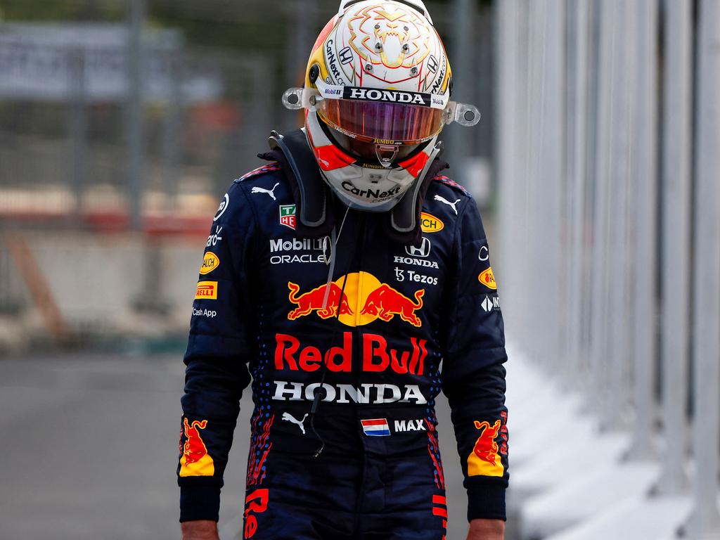 Verstappen was visibly disappointed after crashing out in Baku.