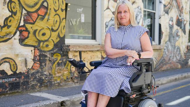 Set and costume designer Gaelle Mellis in Anster St, Adelaide, Wednesday, January 29, 2020. She has developed CHOOSE ART, AustraliaÕs new online Accessible Arts Directory for people with disability. (Photo: AAP/Brenton Edwards)