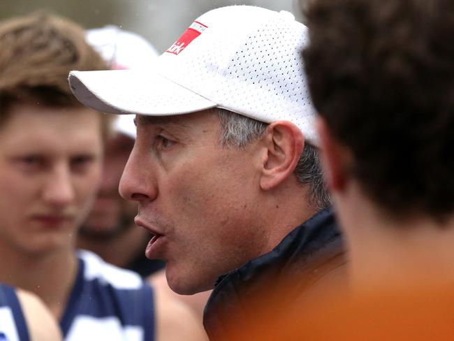 September one.EFL (Division 1) qualifying final: South Croydon v Doncaster.Doncaster coach Andrew Tranquilli talks to his players.Picture: Stuart Milligan