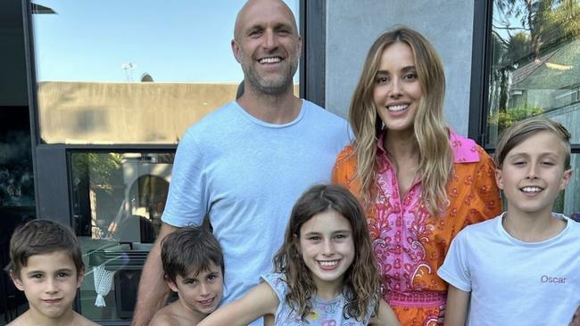 Bec and Chris Judd with their children, Oscar, Billie and twins Tom and Darcy