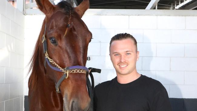 Running up a storm: Jake Turpin with his horse Mattgregor, who has won three out of his first four starts and is about to return to racing. Picture: Supplied