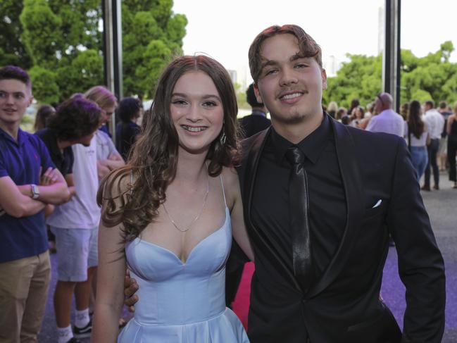 Bridget Nicholson and Cameron Butler at the Coomera Anglican College Formal at HOTA. Picture: Marcelo Lang.