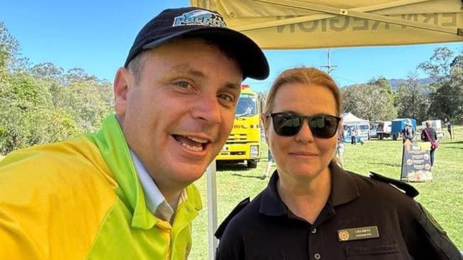 Theodore MP Mark Boothman with Lisa Smith, the Gaven branch secretary for the LNP.