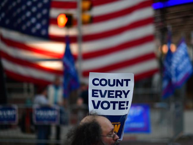 A Trump supporter protests in Philadelphia. Picture: Getty Images/AFP