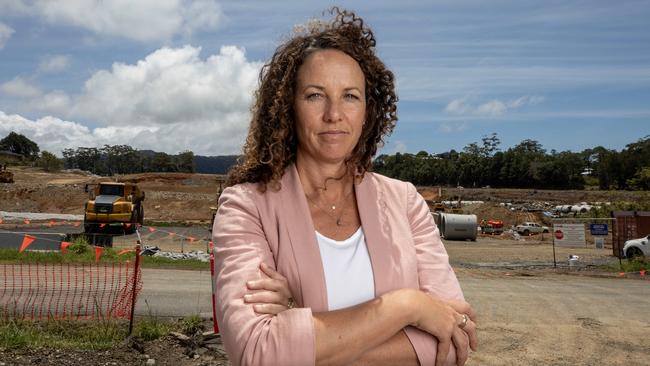 Ms Hicks at the construction site of the Coffs Harbour bypass.