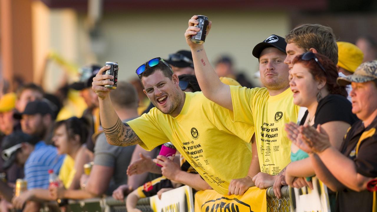 Brendan Revill (left) and Cory Finley support Gatton, Gatton Hawks v Valleys Roosters, Toowoomba Rugby League grand final at Clive Berghofer Stadium, Sunday, September 01, 2013. Photo Kevin Farmer / The Chronicle