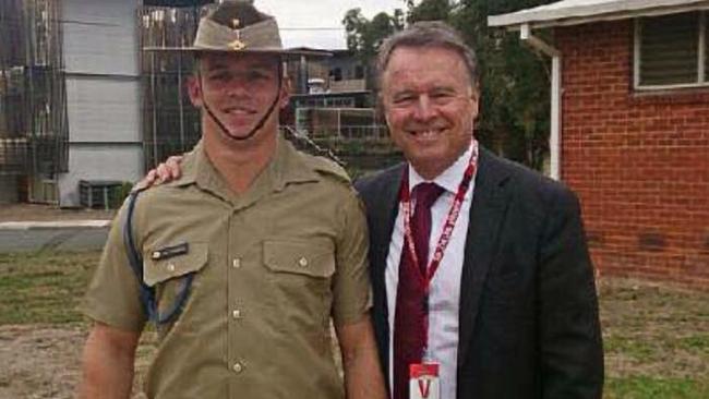 Lance Corporal Jack Fitzgibbon with father Joel. Picture: Facebook