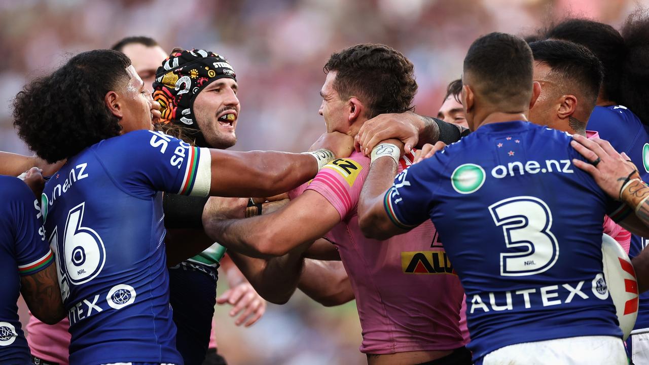 The chief executive of the Warriors’ major sponsor has apologised for a series of tweets that questioned the integrity of NRL referees. Picture; Cameron Spencer/Getty Images