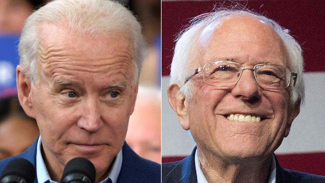 Joe Biden (L) has increased his lead over Bernie Sanders (R) in the Democratic primaries. Picture: AFP