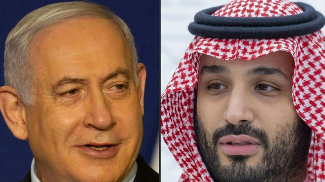 Benjamin Netanyahu courted Saudi Crown Prince Mohammed bin Salman who signalled his interest. Picture: AFP.