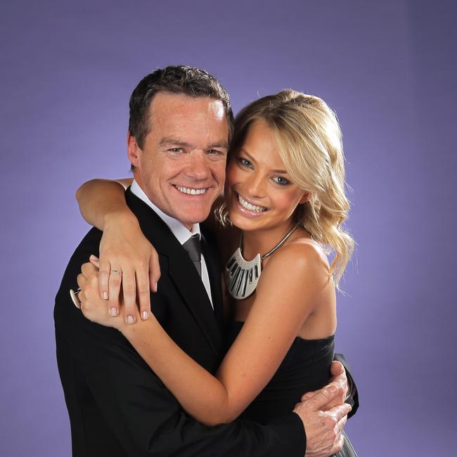 Stefan Dennis and Margot Robbie celebrating 25 years of Neighbours.