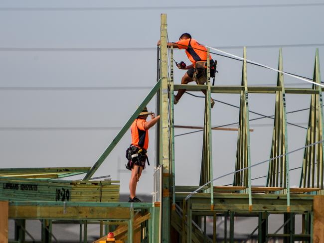 A house under construction at Cobbitty in Sydney, Tuesday, May 8, 2018. (AAP Image/Brendan Esposito) NO ARCHIVING