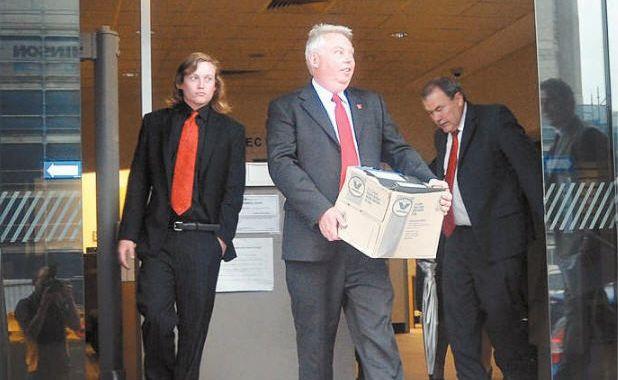 Bruce Morcombe, followed by Daniel's twin brother Bradley (left), leave the Maroochydore Court House. Picture: Brett Wortman