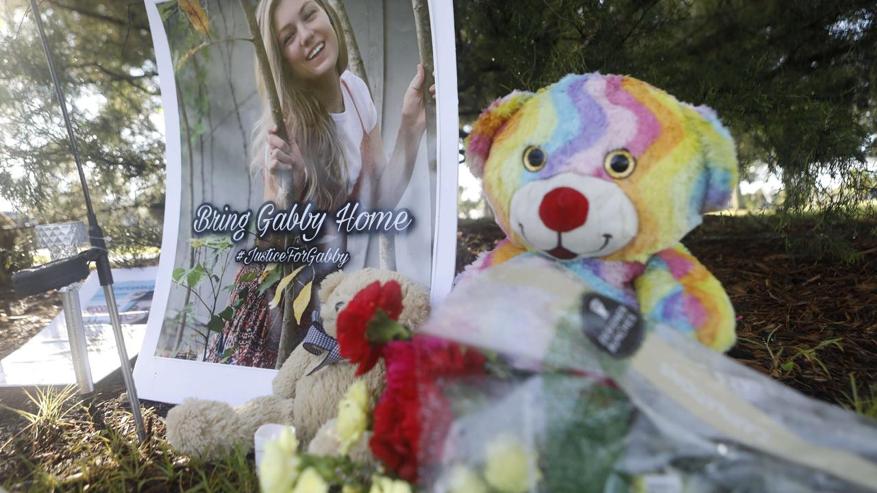 A makeshift memorial dedicated to missing woman Gabby Petito is located near City Hall in North Port, Florida. Picture: Octavio Jones/Getty Images/AFP