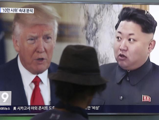 US President Donald Trump and Kim Jong-un have been called “unpredictable world leaders”. Picture: Ahn Young-joon/AP