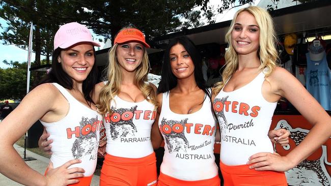 Promo girls around GC600. (L-R) Hooters girls, Holly Loudon, Mallory Freeman, Clare Denton, Cindii Whalen