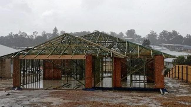 One of the homes left unfinished by Stirling Homes’ collapse.