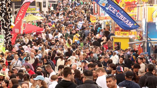 Crowds at the EKKA on Sunday, Bowen Hills. Picture: Liam Kidston