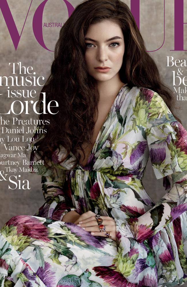 Kiwi singer Lorde on the cover of Vogue magazine. Picture: Robbie Fimmano