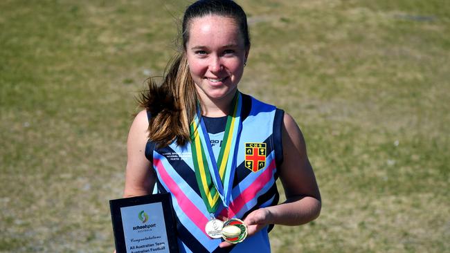 The Maroubra Saints' Tia Hinds has been named in the Australian under 15s girls Australian side and voted best player at the recent NSW school girls’ championships. Picture: AAP Image/Joel Carrett