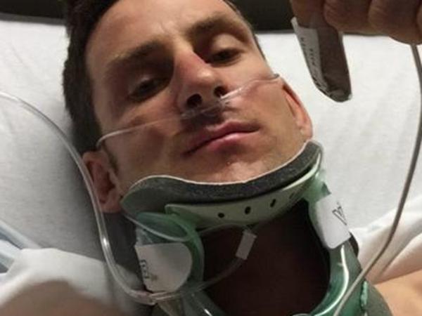 Cyclist survives bone-crunching crash