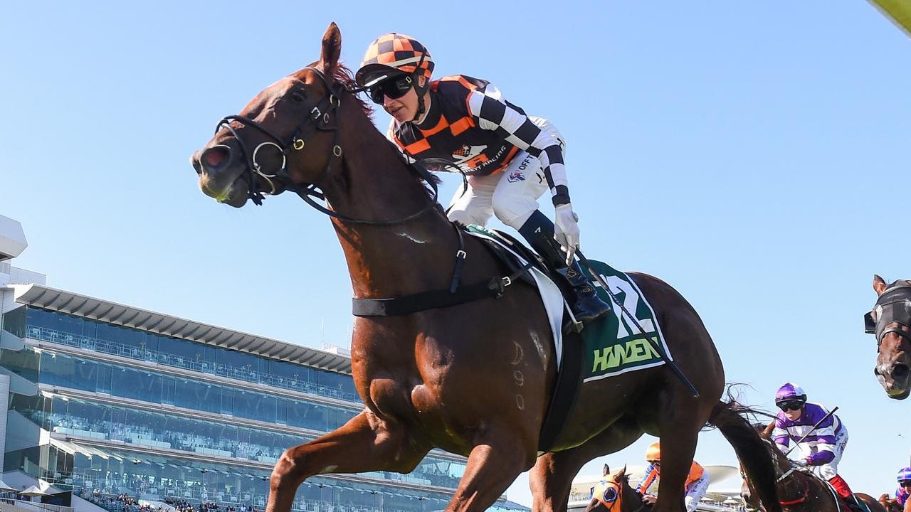 Southport Tycoon ridden by Jamie Kah wins the Howden Australian Guineas at Flemington Racecourse on March 02, 2024 in Flemington, Australia. (Photo by Reg Ryan/Racing Photos via Getty Images)