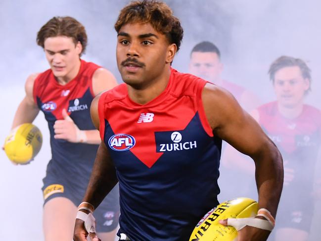 If Kysaiah Pickett fires again, the Dees will be well on their way to a grand final berth. Picture: Getty Images