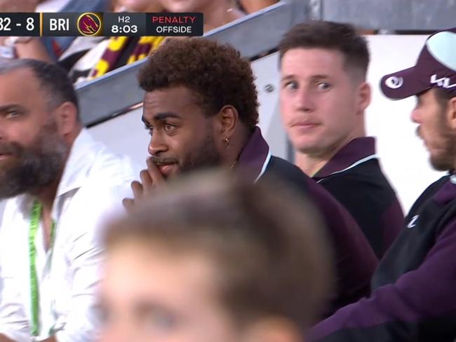 A sheepish Mam reacts to crowd boos. Picture: Fox Sports