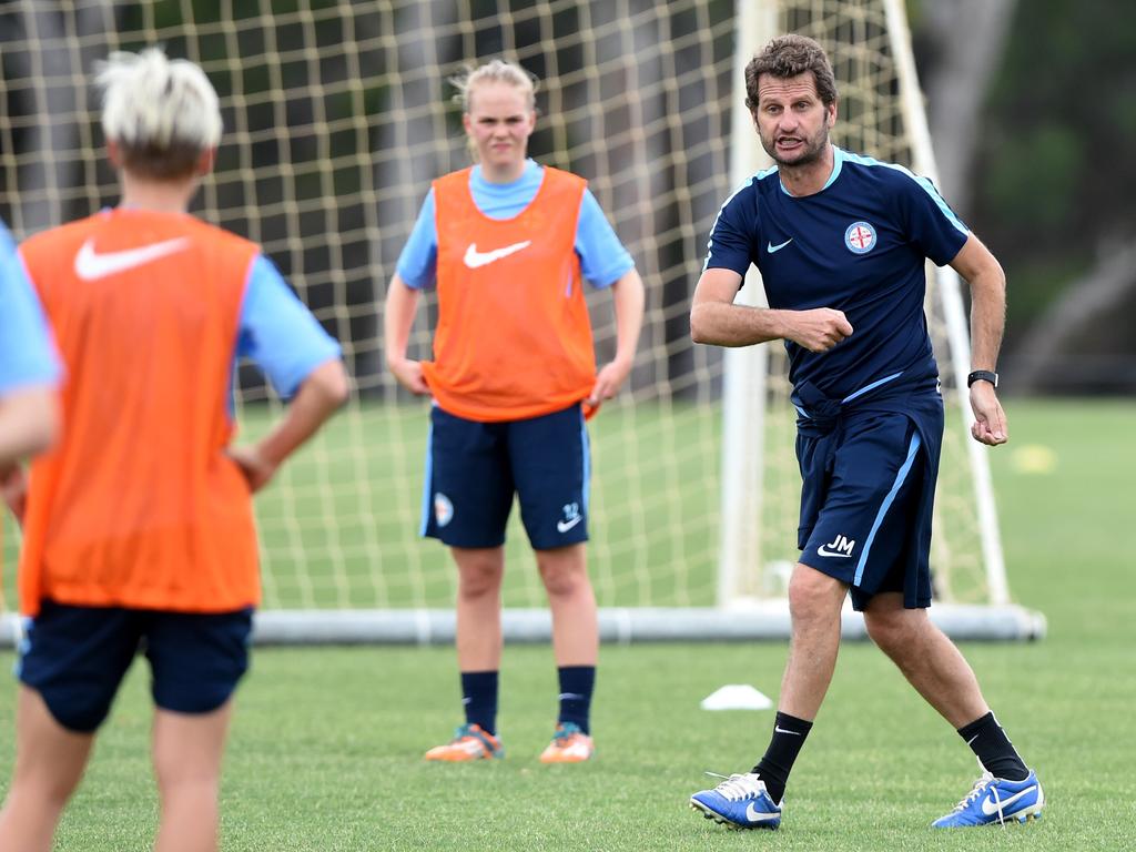 Joe Montemurro (right) will coach the women’s A-League All-Stars team. Picture: Kylie Else