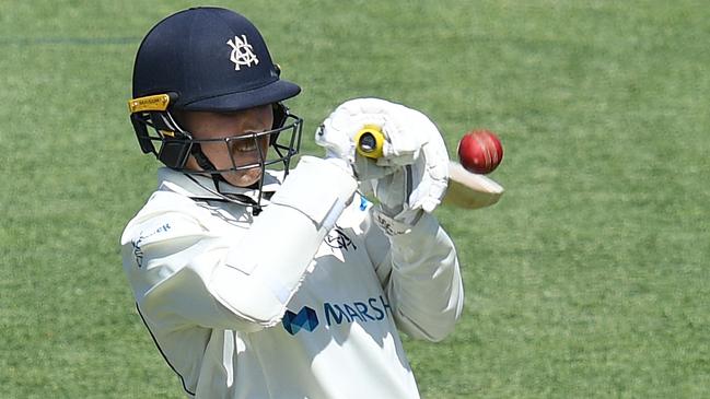 Nic Maddinson plays a ramp shot during his stunning half century. Picture: AAP