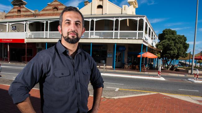 Estia owner Nick Mavridis in front of his Henley Square restaurant which he plans to expand. Picture: Tom Huntley