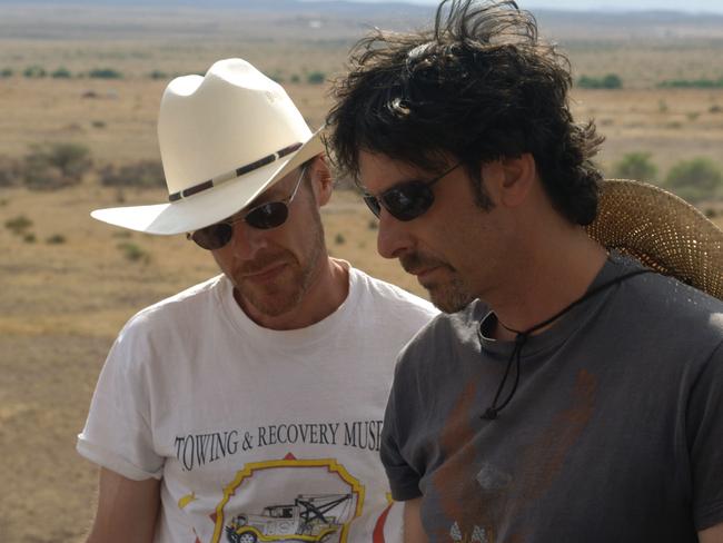 Joel and Ethan Coen on the set of <i>No Country for Old Men</i>.