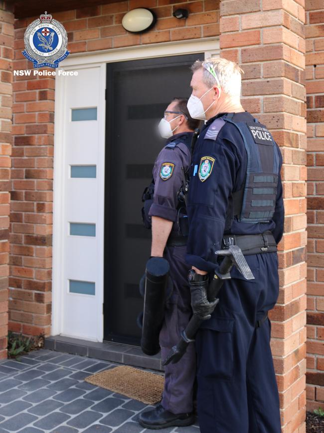 Police conducting raids and arrests on homes across Sydney and the Illawarra. Picture: NSW Police