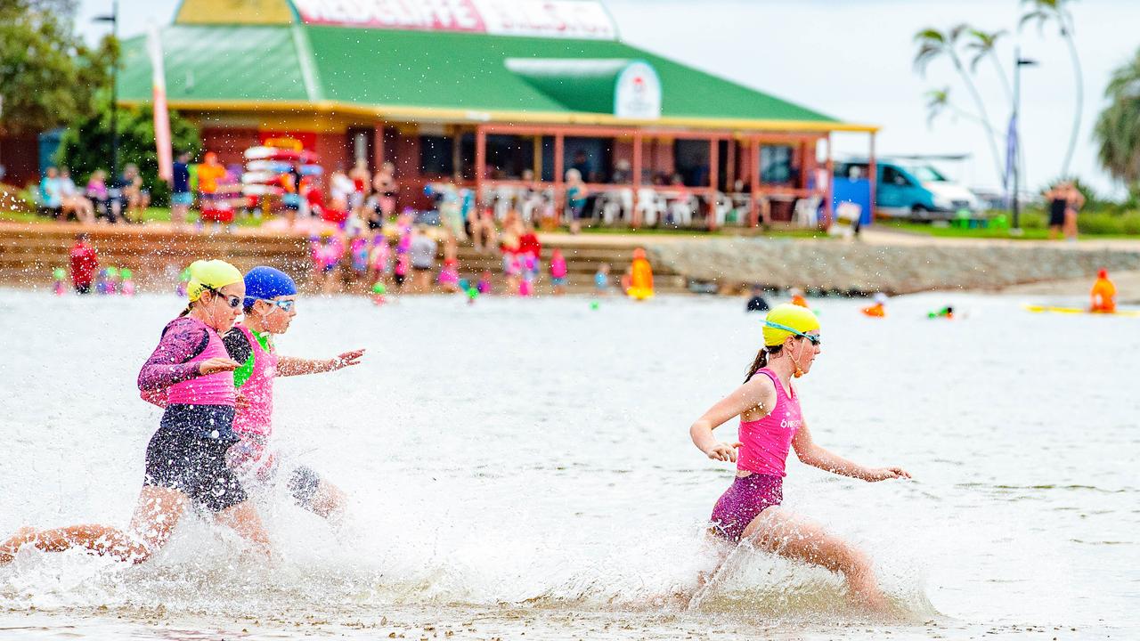 Alysha Parker leading into the water at Redcliffe Surf Life Saving Club Nippers, Sunday, February 9, 2020 Picture: Richard Walker