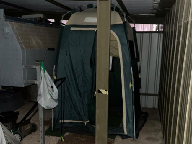 The ‘toilet tent’ used by the couple. Picture: supplied.