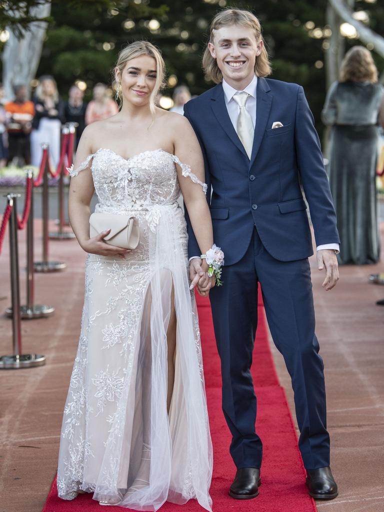 Olivia Forden partnered by Liam Mitchell. Toowoomba State High School formal at Picnic Point. Friday, September 9, 2022. Picture: Nev Madsen.